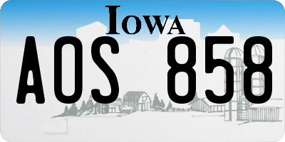 IA license plate AOS858