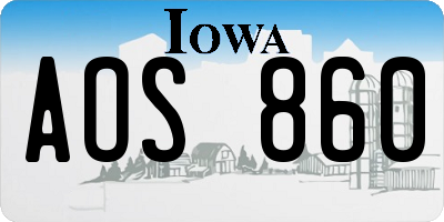 IA license plate AOS860