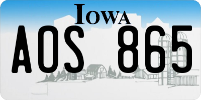 IA license plate AOS865
