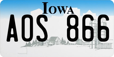 IA license plate AOS866