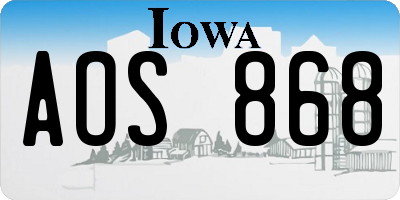 IA license plate AOS868