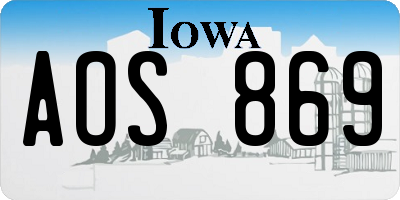 IA license plate AOS869