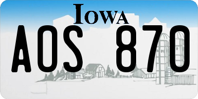 IA license plate AOS870