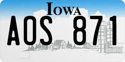 IA license plate AOS871