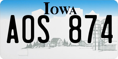 IA license plate AOS874