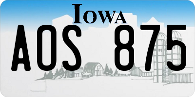 IA license plate AOS875