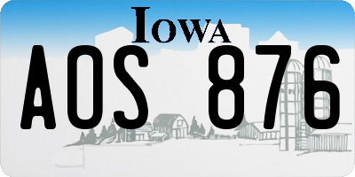 IA license plate AOS876
