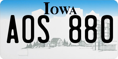 IA license plate AOS880