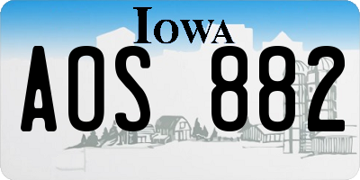 IA license plate AOS882