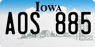 IA license plate AOS885