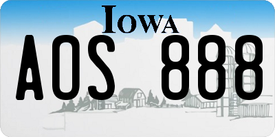 IA license plate AOS888
