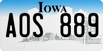 IA license plate AOS889