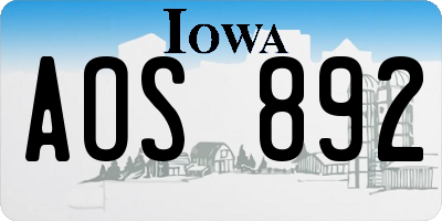 IA license plate AOS892
