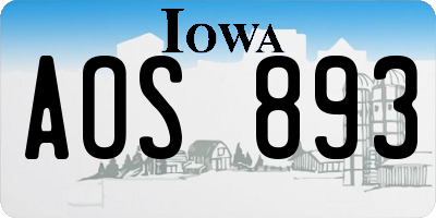 IA license plate AOS893