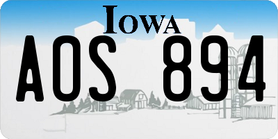 IA license plate AOS894