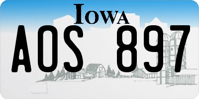 IA license plate AOS897
