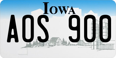 IA license plate AOS900