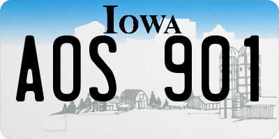 IA license plate AOS901