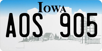 IA license plate AOS905