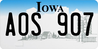 IA license plate AOS907