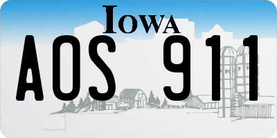 IA license plate AOS911