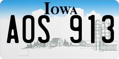 IA license plate AOS913