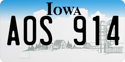 IA license plate AOS914