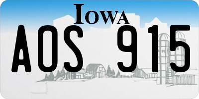 IA license plate AOS915