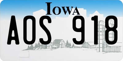 IA license plate AOS918