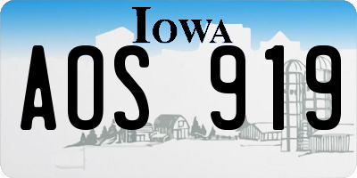 IA license plate AOS919