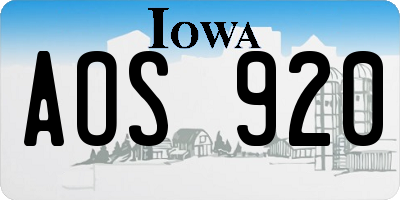 IA license plate AOS920