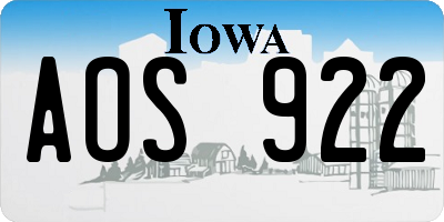 IA license plate AOS922