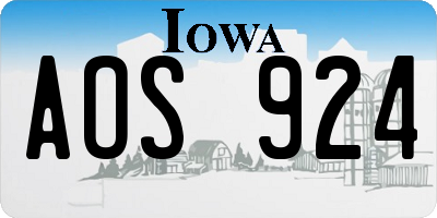 IA license plate AOS924