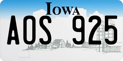 IA license plate AOS925