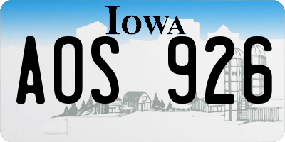 IA license plate AOS926