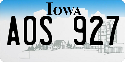 IA license plate AOS927