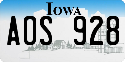 IA license plate AOS928