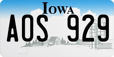 IA license plate AOS929