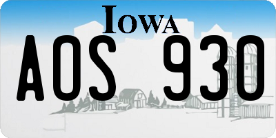 IA license plate AOS930
