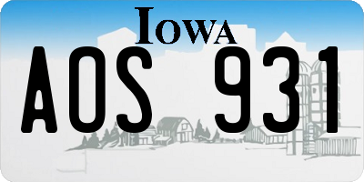 IA license plate AOS931