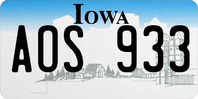 IA license plate AOS933