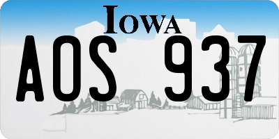 IA license plate AOS937