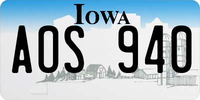 IA license plate AOS940