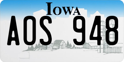 IA license plate AOS948