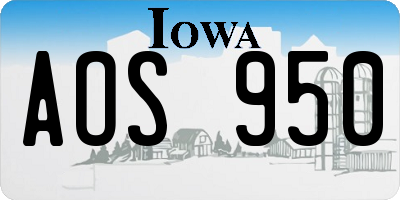 IA license plate AOS950