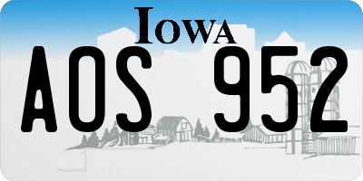 IA license plate AOS952