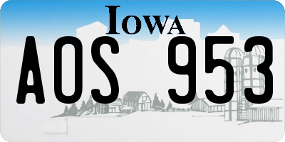 IA license plate AOS953