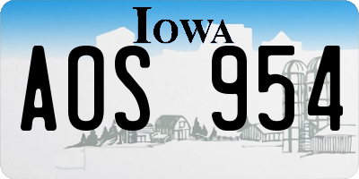 IA license plate AOS954