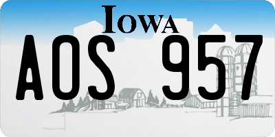 IA license plate AOS957
