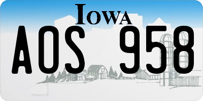 IA license plate AOS958